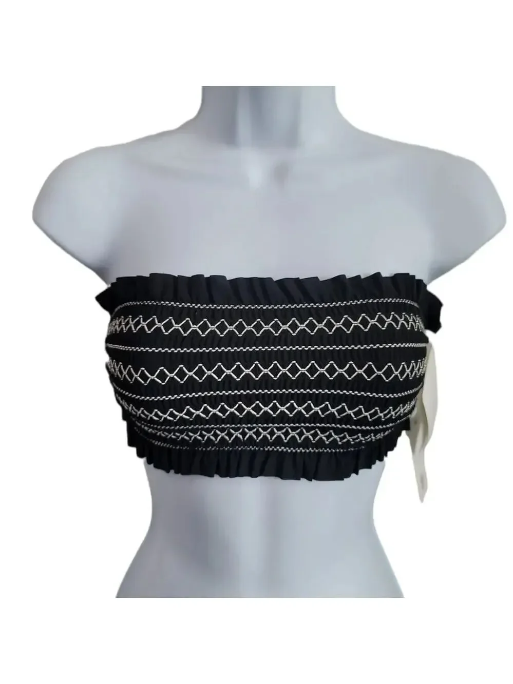 TORY Burch Smocked Costa Bandeau Bikini Top